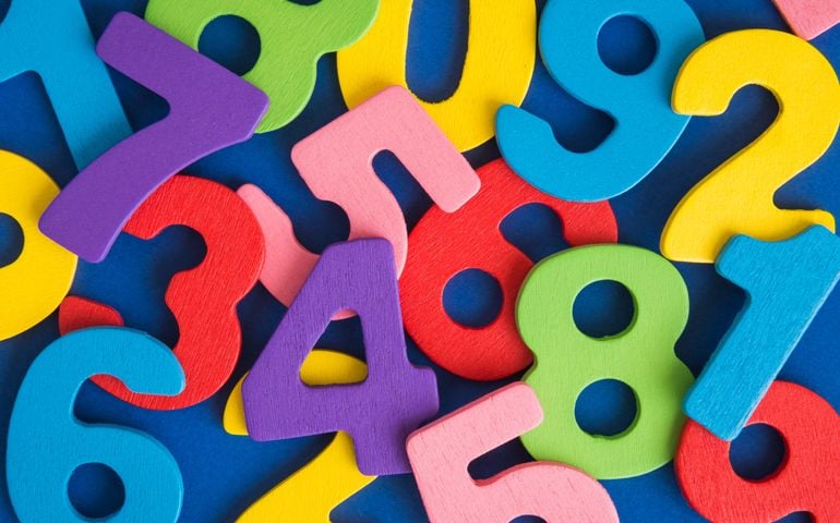 Multicolored wooden numbers