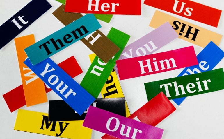 Colorful word cards white background