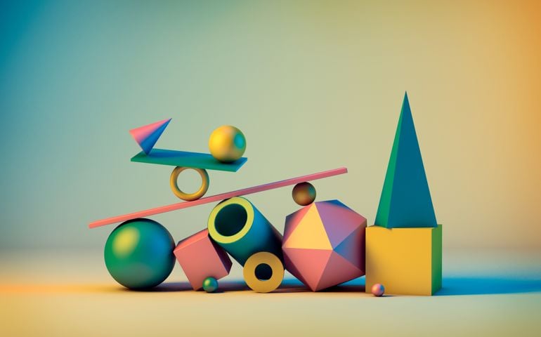 Colorful 3d geometric shapes