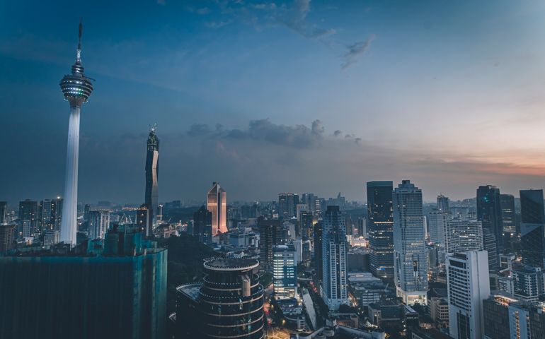 Kuala lumpur cityscape at blue hour