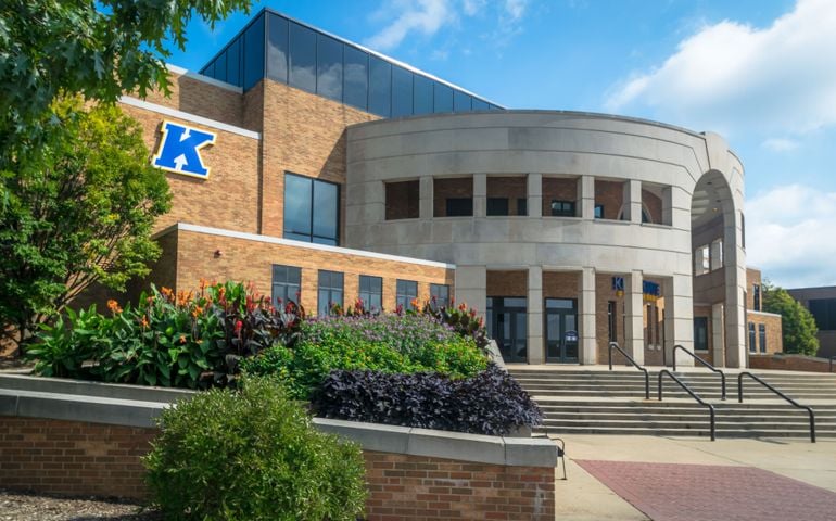 Kent, OH - 10/7/18: The front facade of the Kent State basketball arena