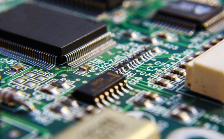 Printed Circuit Board with many electrical components.