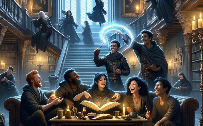 Friends hanging out at hogwarts