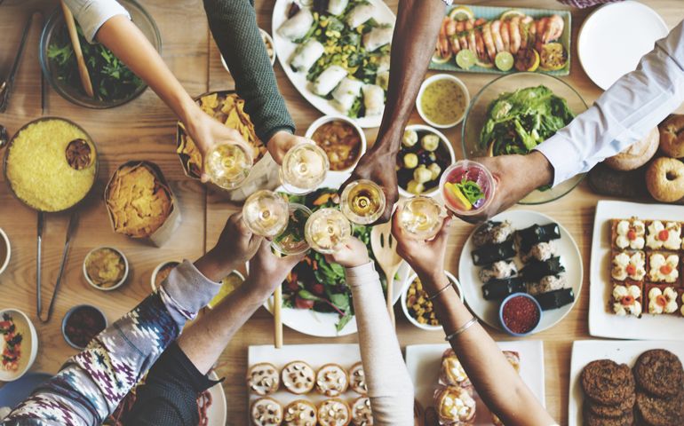Friends Happiness Enjoying Dinning Eating Concept