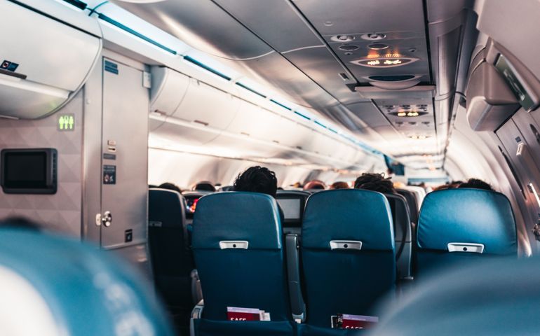 Inside an airplane