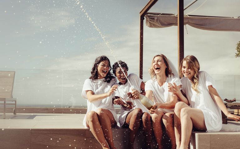 Girls having a great time at the hen party.