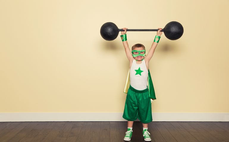 Even young superheroes need to train to be stronger.