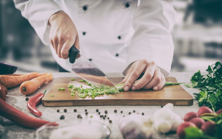 chef cooking food kitchen restaurant cutting cook hands hotel man male knife preparation