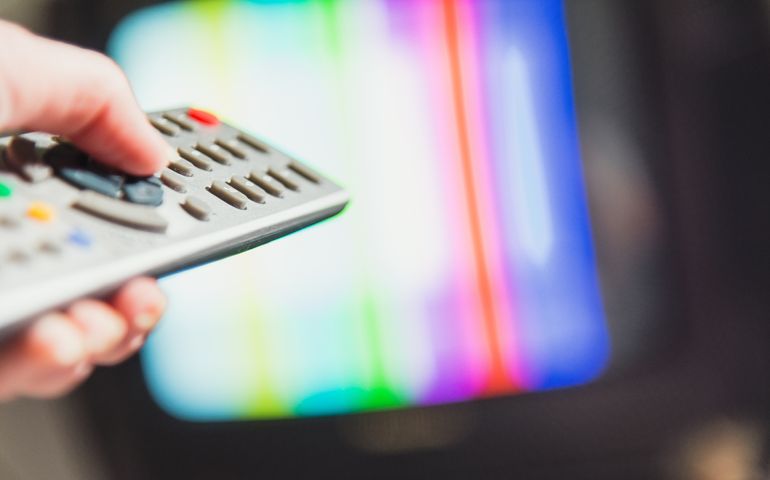 The remote control for the TV.