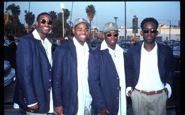 225426 17: The members of music band Boyz II Men stand at the first Annual Blockbuster Entertainment Awards June 3, 1995 in Los Angeles, CA. The ceremony is held annually to honor the lead and supporting actors and actresses in top performing movies, as well as music artists based on the top-selling albums.