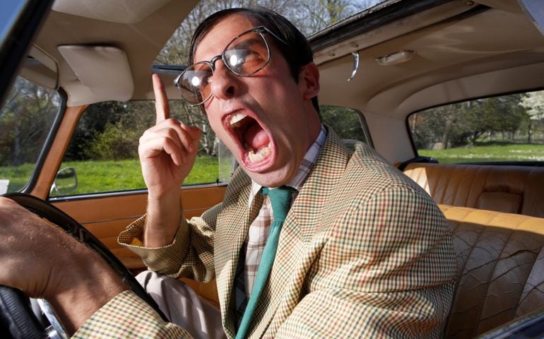 Driver yelling and gesturing