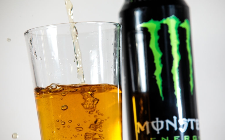 LONDON, ENGLAND - AUGUST 30: A photo illustration of a Monster energy drink on August 30, 2018 in London, England. British Prime Minister Theresa May has announced government plans to ban the sale of energy drinks to under 18s in England amid health concerns.