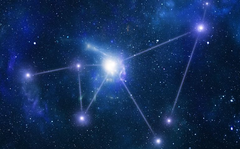 Schematic representation of the zodiacal constellation "Capricornus", color corresponds to a zodiac sign