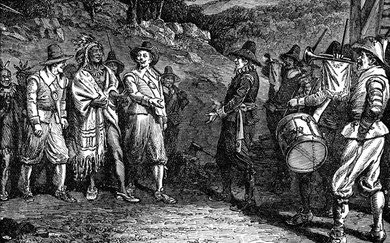 Massasoit was the great indian chief who interacted with the pilgrims from the first original colony. He lived from 1581 to 1661
