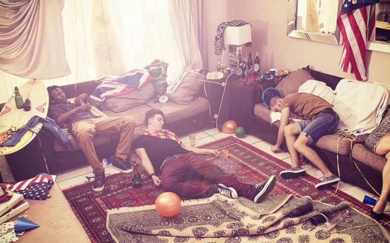 Three guys passed out after a party