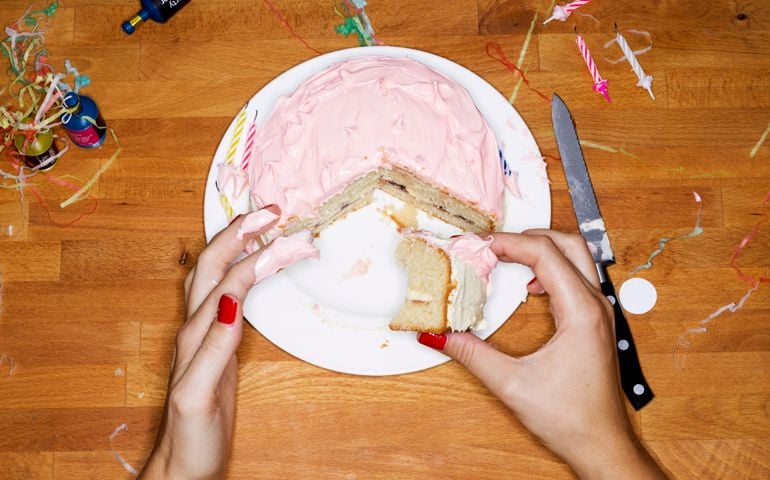 Female eating cake