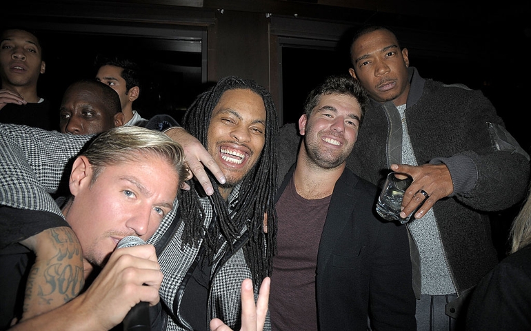 NEW YORK, NY - DECEMBER 14: (L-R) Matthew Assante, Waka Flocka, Billy McFarland and Ja Rule attend "Whisper Wednesdays" at PHD Terrace Dream Midtown on December 14, 2016 in New York City.