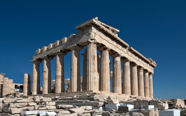 View of the Parthenon temple , early morning, Acropolis, Athens, Greece