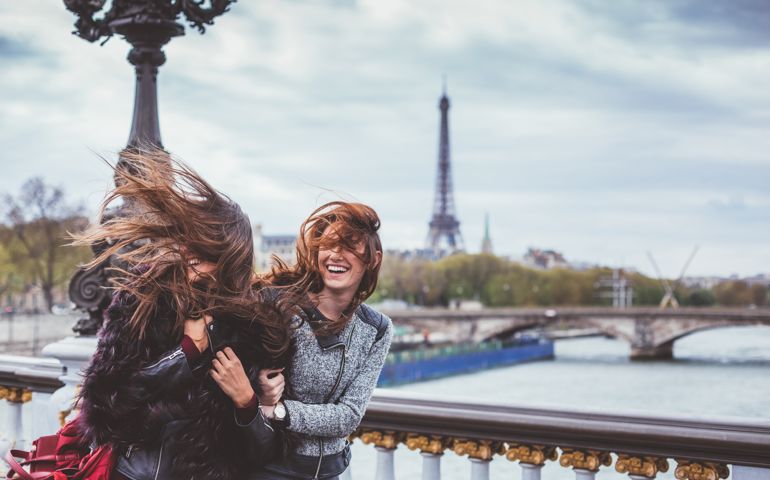 Young woman enjoying Paris together