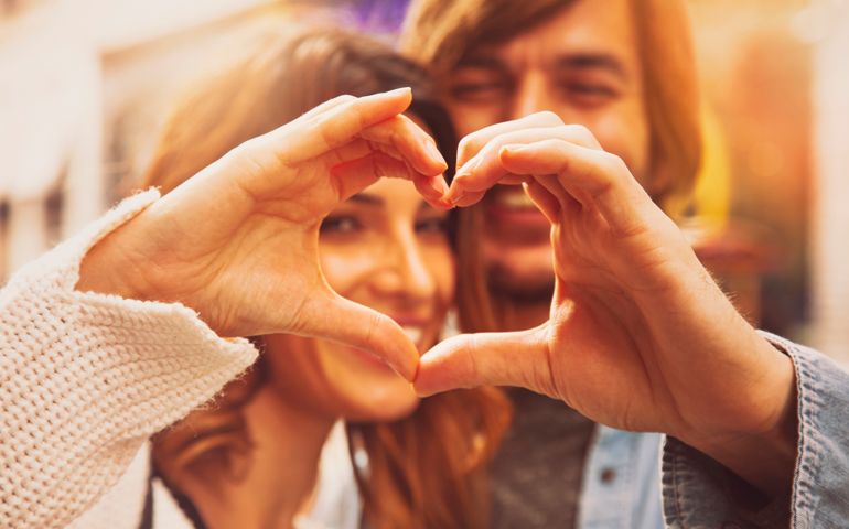 Heart shape from couple hands, Istanbul