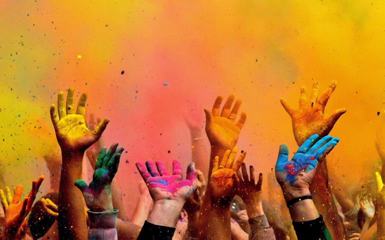 A biggest festival holi celebration in India in the month of march