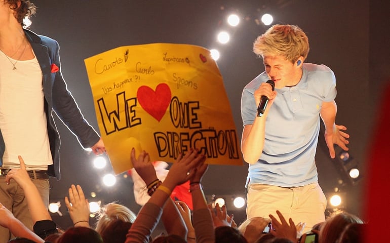 One Direction (with Niall Horan, Zayn Malik, Liam Payne, Harry Styles and Louis Tomlinson) attends The Dome 60 on November 30, 2011 in Duisburg, Germany.