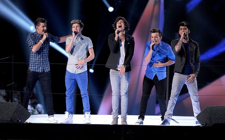 Singers Liam Payne, Niall Horan, Harry Styles, Louis Tomlinson and Zayn Malik of One Direction perform onstage during the 2012 MTV Video Music Awards at Staples Center on September 6, 2012 in Los Angeles, California.