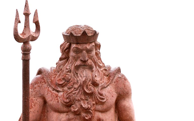Statue of Poseidon on the beach in Sochi, Russia