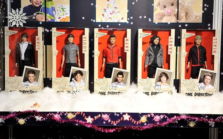 A general view of One Direction dolls at the Dream Toys 2013 press day at St Mary's on November 6, 2013 in London, England.
