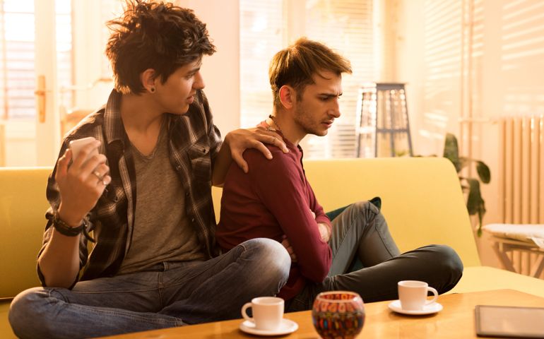 Young gay couple having problems in their relationship.
