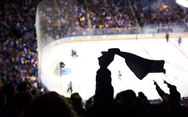 Ice hockey game cheering