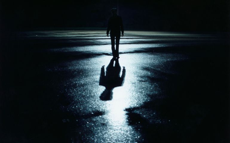 Silhouetted Person at Night