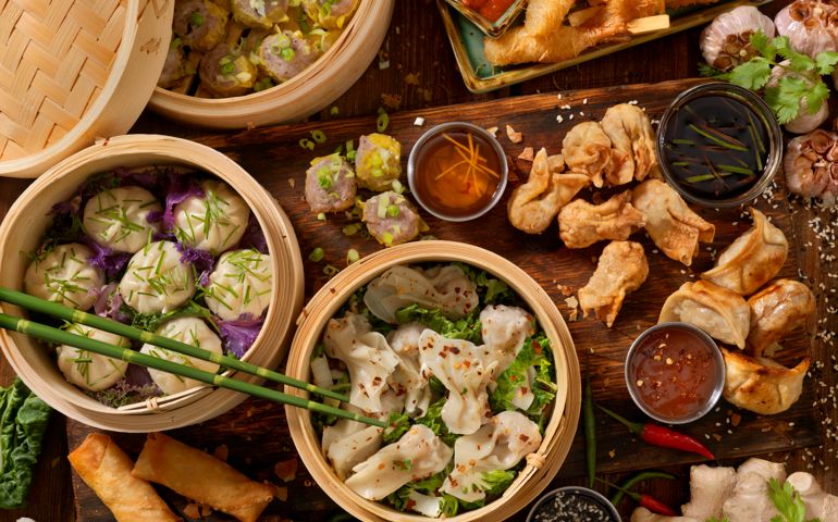 Asian Appetizers, Dumplings, Spring Rolls, Shrimp, Wontons, Dry Ribs and Sauces