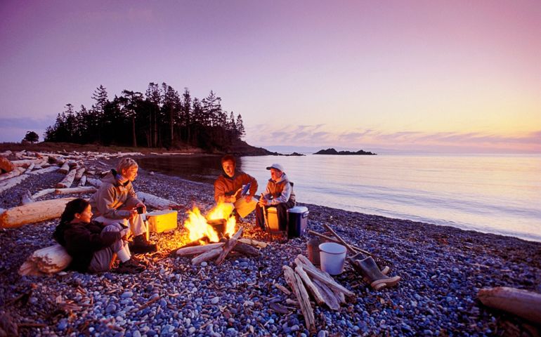 People by a campfire
