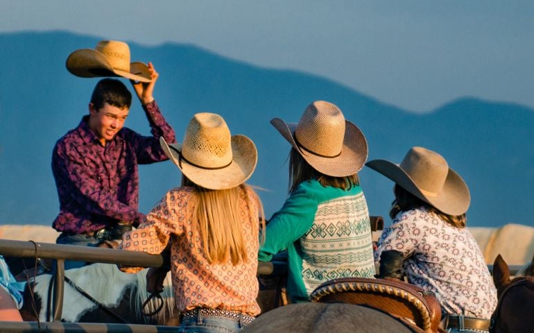 Group of cowboy friends hanging out