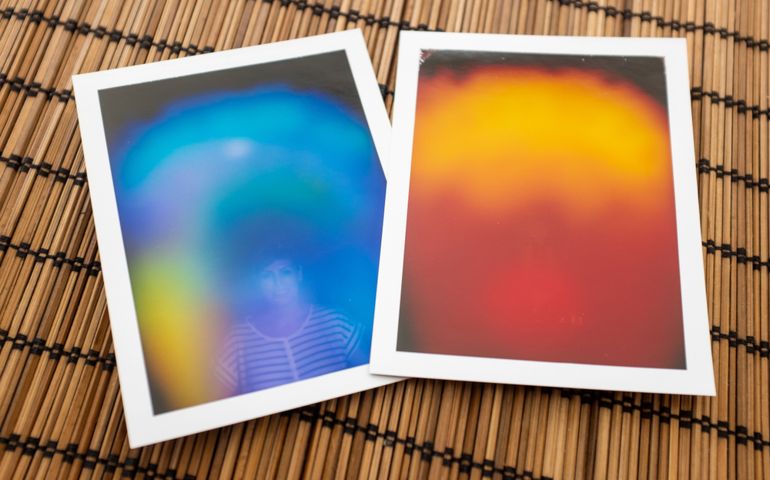 Printed photos capturing a person's "aura", or the electromagnetic field that surrounds the body.