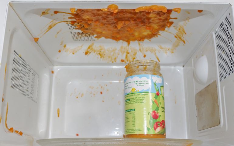 Results of incorrectly heating the commercially prepared baby dinner.