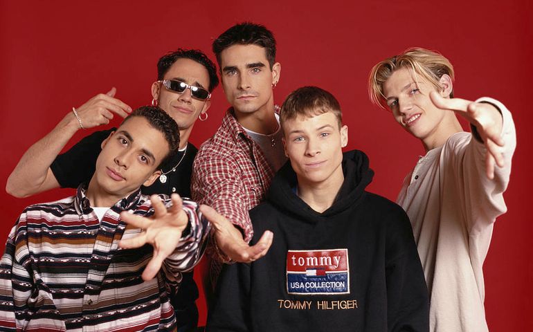 American boyband The Backstreet Boys, circa 1995. They are Brian Littrell, Nick Carter, A. J. McLean, Howie Dorough and Kevin Richardson