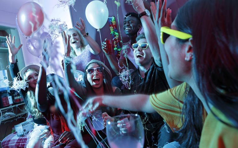 Young adults at house party