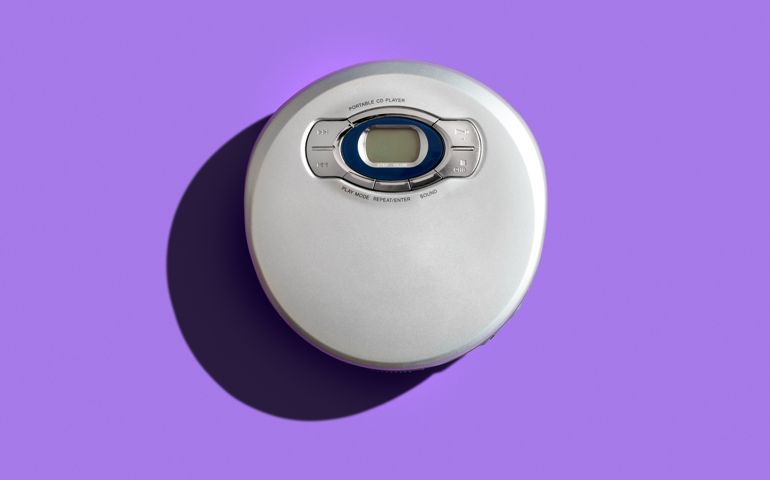 Old vintage portable CD player