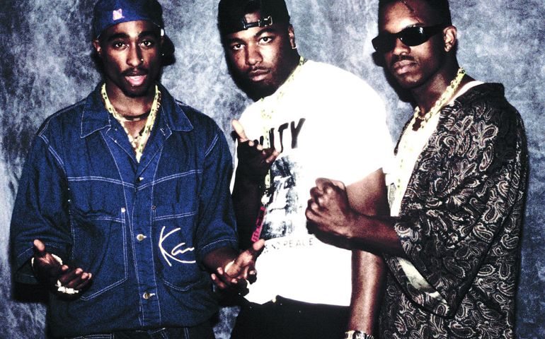 Tupac Shakur backstage with Brother Spice at KMEL Summer Jam 1992 at Shoreline Amphitheater in Mountain View CA on August 1st, 1992.