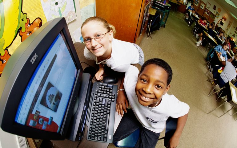 Elementary School Students at Computer