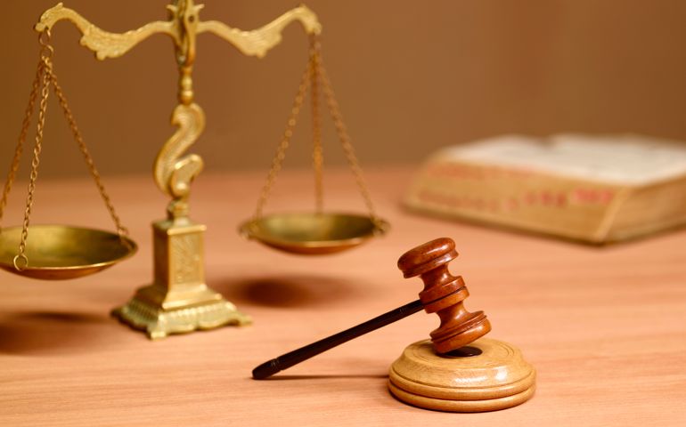 Judges desk in court room
