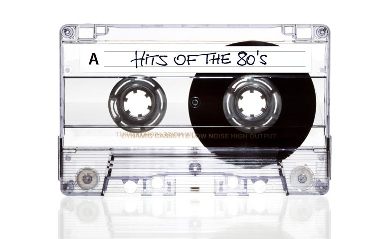 Retro Audio Cassette, isolated on white. Handwritten typo. All identifiable logos and brands have been removed carefully