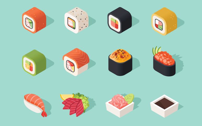 Isometric sushi icons