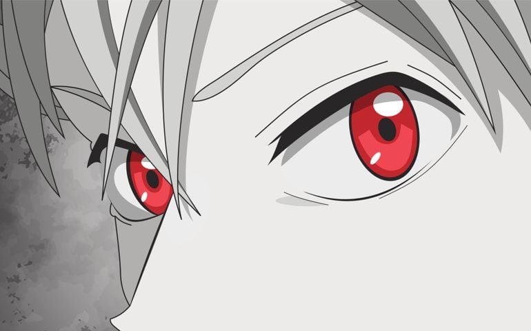 Anime character from cartoon. Manga hero in japanese style