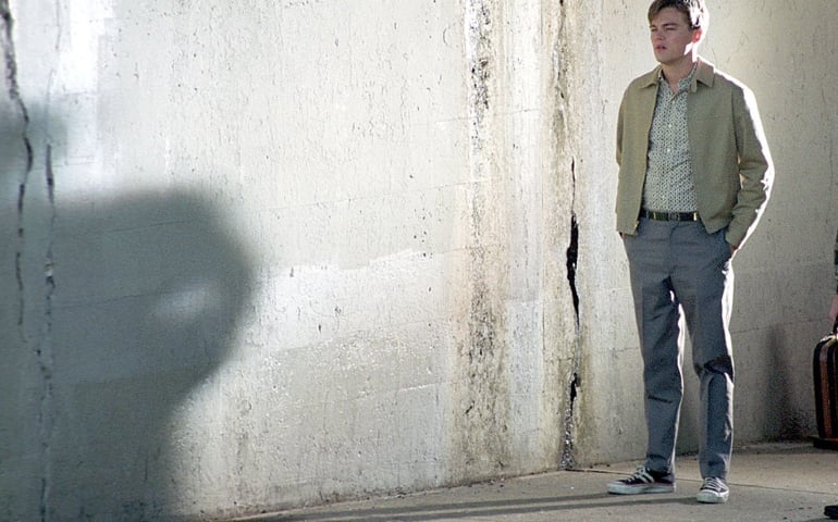 Actor Leonardo DiCaprio films a scene on the set of "Catch Me If You Can" April 27, 2002 on location in New York City