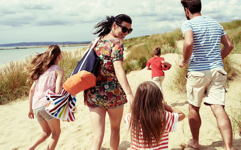 Family day out at the beach