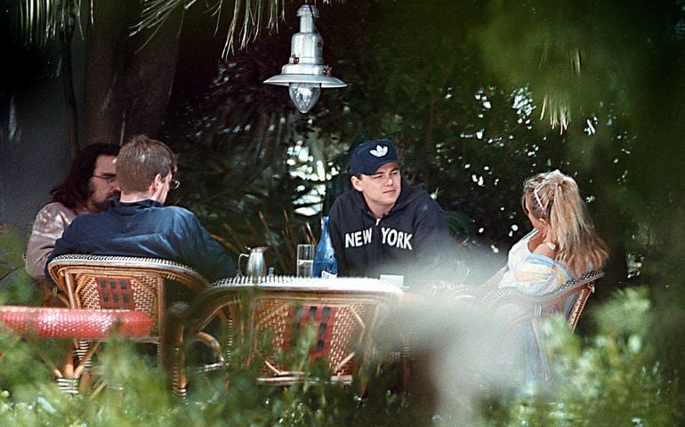 Leonardo Dicaprio Having Lunch With His Step-Brother, Adam, Father, George (Left) And Mother, Irmelin.