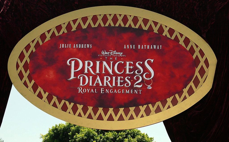 A sign is seen outside during the film premiere of "The Princess Diaries 2: Royal Engagement" at Disneyland on August 7, 2004 in Anaheim, California. The film "The Princess Diaries 2: Royal Engagement" opens in theaters nationwide on August 11, 2004.